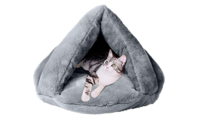 Warmes dickes Plüschkatzenbett in Grau mit weicher Struktur und gemütlichem Stil, ideal als Katzenmatratze.
